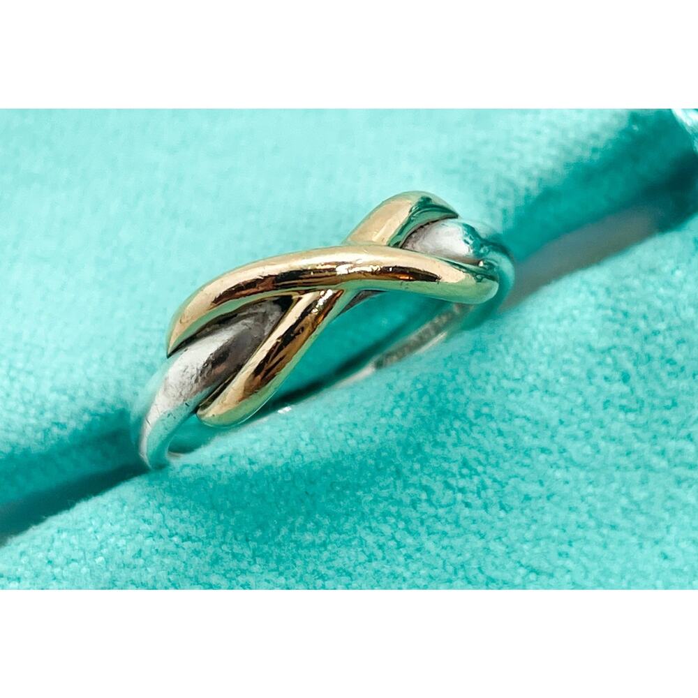Tiffany & Co Infinity Ring Rose Gold & Sterling Silver Size 4.5 w/ Pouch